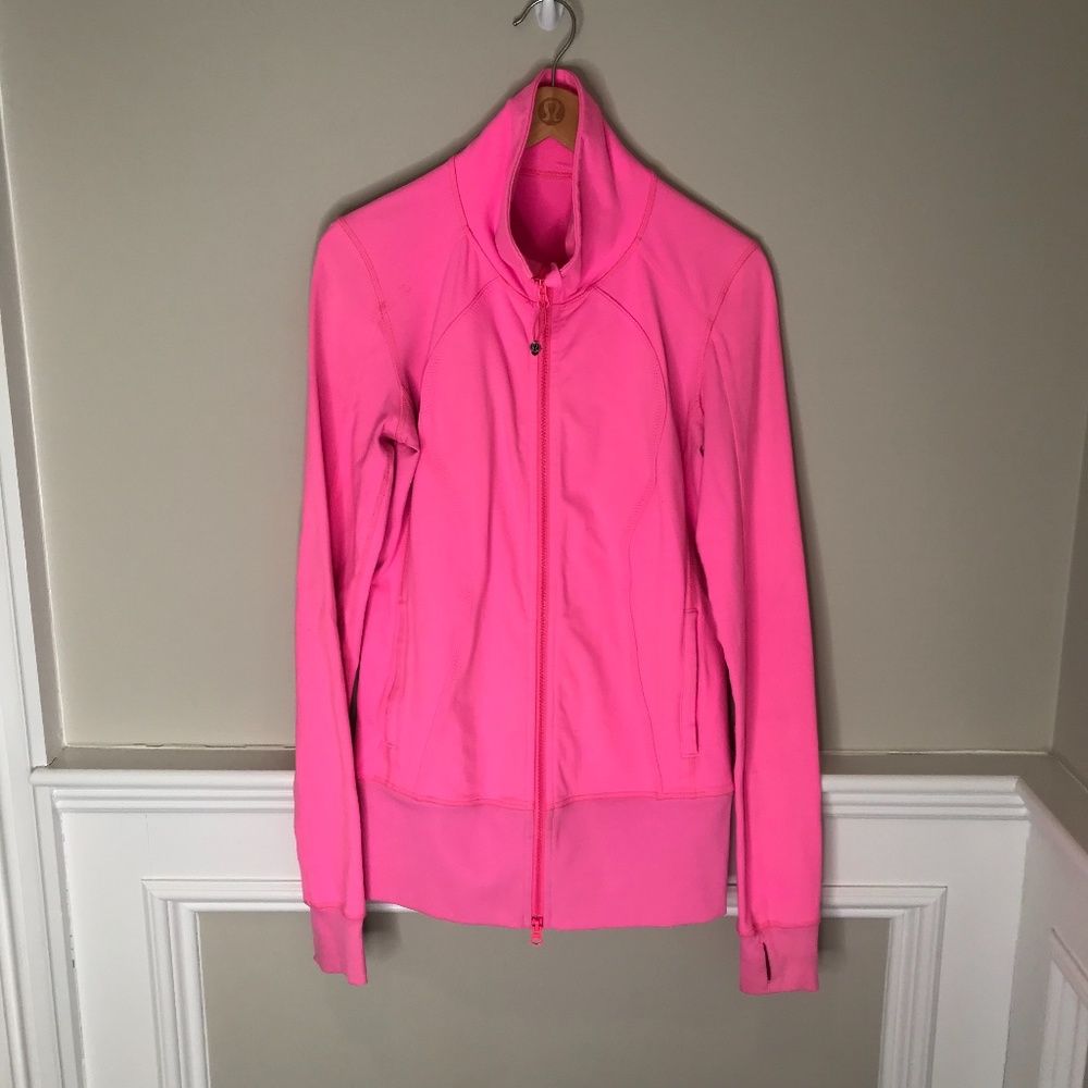 Lululemon 4 Zing Pink Nice Asana Jacket Luon Full Zip Thumbholes NEON